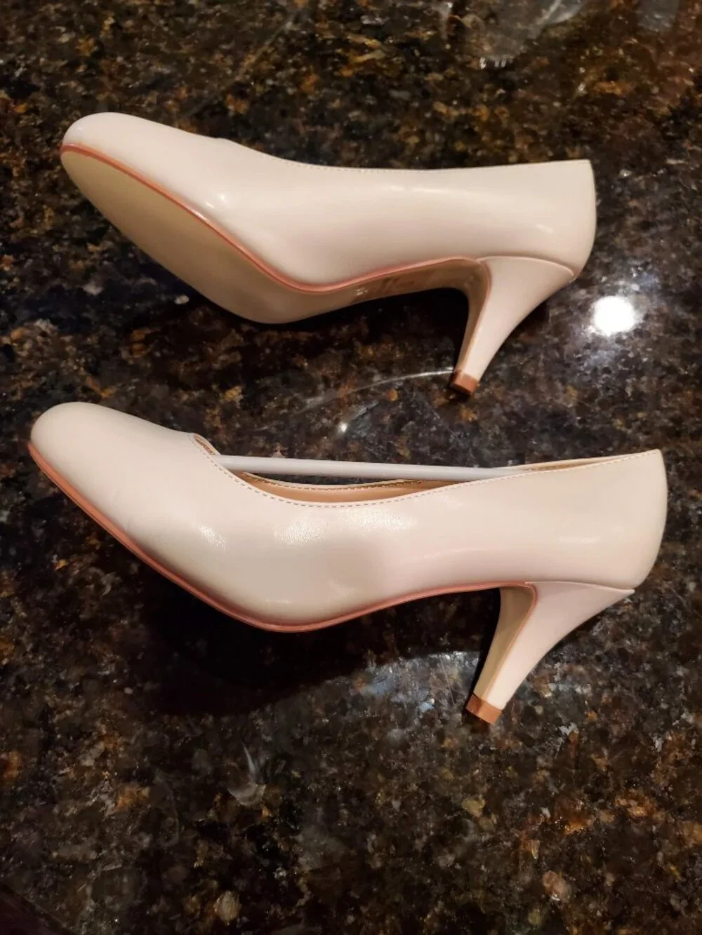 Brinley Co. PU Leather Pumps 3 inch Heels Size 10 NUDE